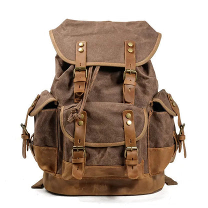 "The Oldschool" Waxed Canvas Travel Backpack by Cristian Moretti® - Cristian Moretti