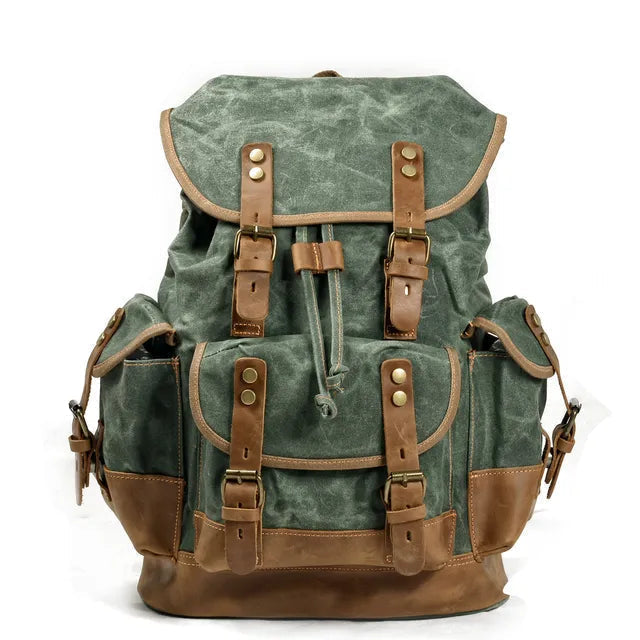 "The Oldschool" Waxed Canvas Travel Backpack by Cristian Moretti® - Cristian Moretti