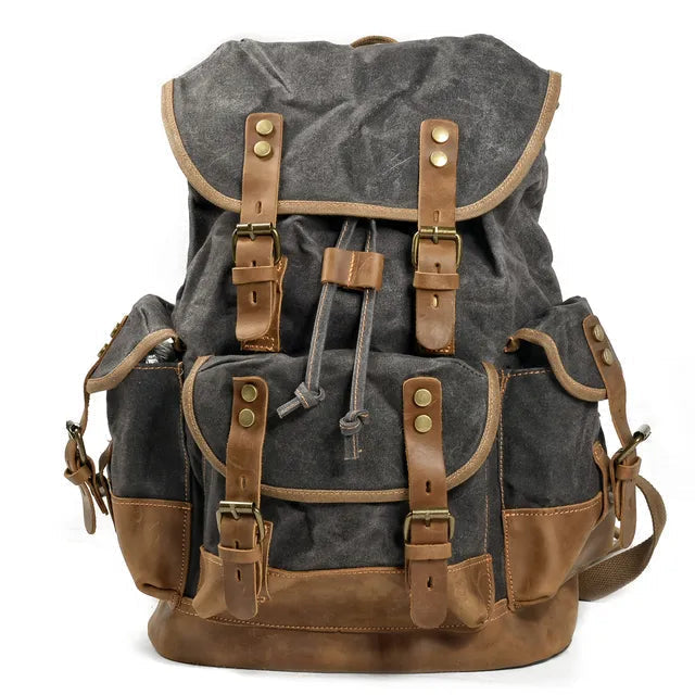"The Oldschool" Waxed Canvas Travel Backpack by Cristian Moretti® - Cristian Moretti