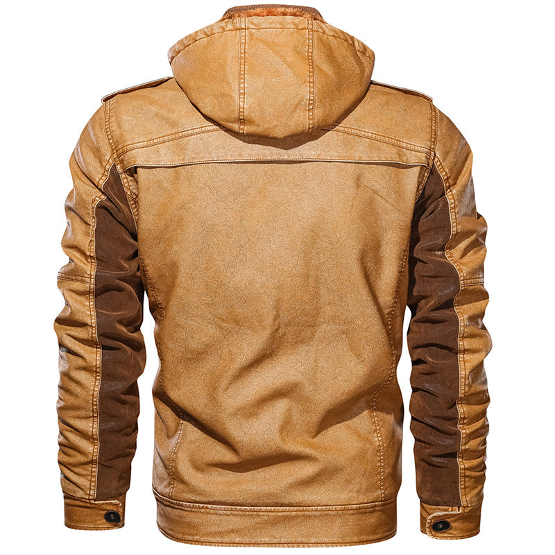 Dixon leather jacket with detachable clearance hood